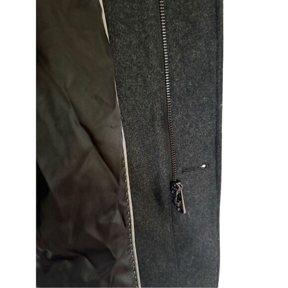 Zara Mens Charcoal Gray Wool Blend Zip Button High Neck Trench Coat Size Medium - Picture 13 of 16
